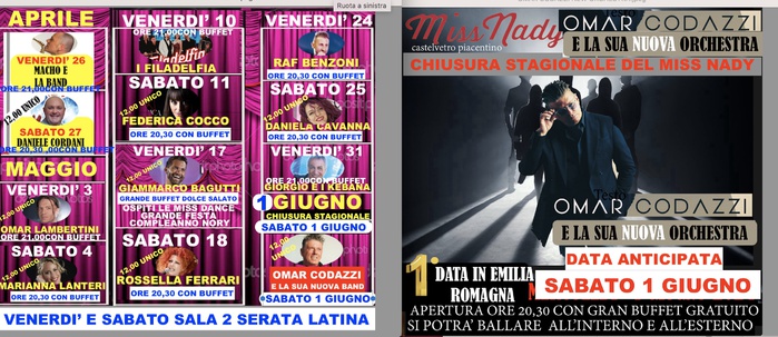 Calendario eventi Discoteca Miss Nady